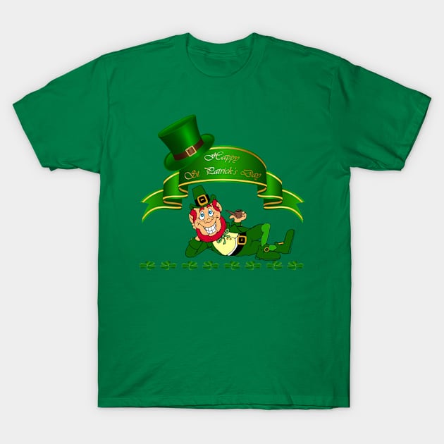 Saint Patricks Day Leprechaun T Shirt for proud Irish Shamrocks T-Shirt by gdimido